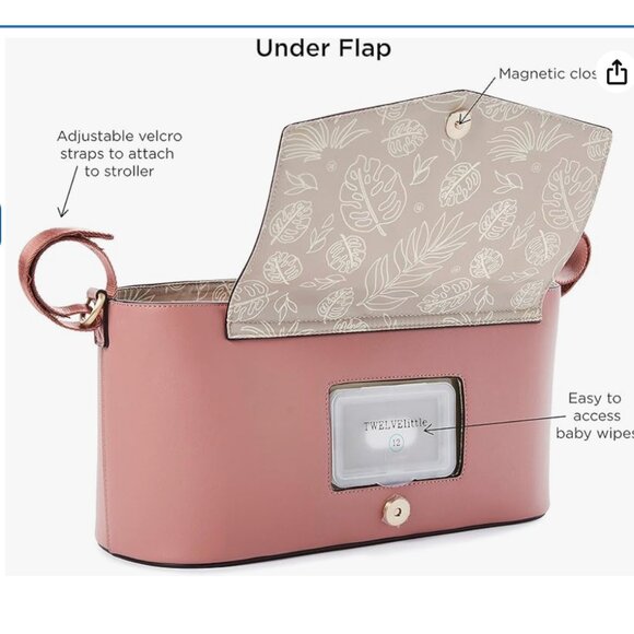 TWELVElittle Stroller Diaper Bag Mauve - Picture 3 of 5
